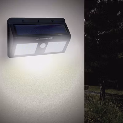 Applique Murale Solaire LED Noire 1.5W IP54 avec Détecteur de Mouvement – Blanc Froid 6000K – 8000K – SILAMP