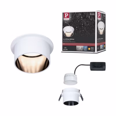 Spot encastré LED 3-Step-Dim Gil Coin IP44 rond 68 mm Coin 6W 470lm 230V gradable 2700K Blanc dépoli, Noir mat