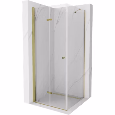Mexen Lima cabine de douche pliante 90 x 90 cm, transparent, or – 856-090-090-50-00