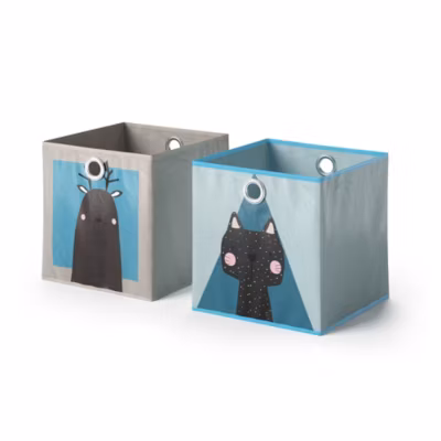 Vicco Boîte pliante gris/bleu 30x30cm Lot de 2