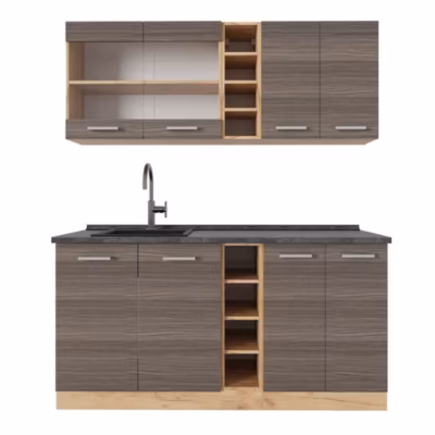 Vicco Cuisine gris noble/chêne doré 160cm , PT Anthracite