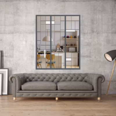 Verrière 3 verres Chicago – L x H : 102 x 125 cm – Laqué brun 2650 granité – verre Clair inclus