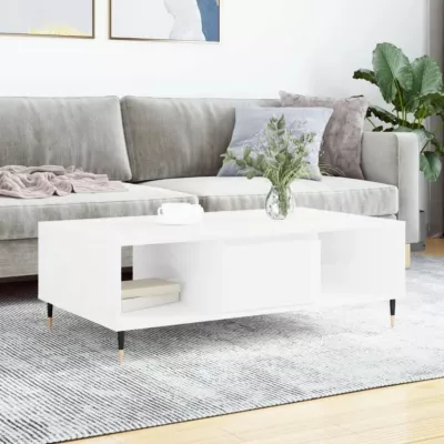 vidaXL Table basse blanc brillant 104x60x35 cm bois d&rsquo;ingénierie 827078