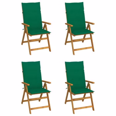 vidaXL Lot de 4 Chaises Inclinables de Jardin avec Coussins, Sièges de Terrasse, Chaises de Salle à Manger, Meubles de Patio 30653