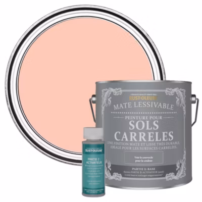 Peinture Rose Corail Lessivable pour Sols Carrelés, Finition Mate – RUST-OLEUM – Étoile de mer 2,5L