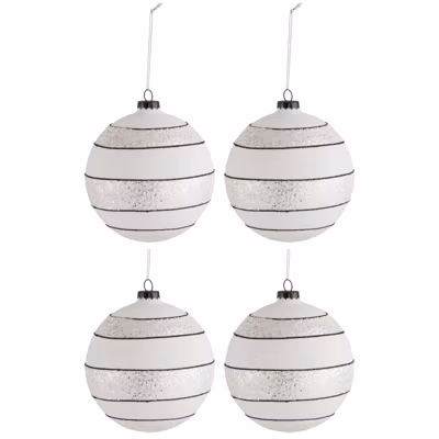 Boite de 6 boules de Noël en verre blanc 10x10x10 cm
