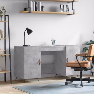 vidaXL Bureau gris béton 140x50x75 cm bois d&rsquo;ingénierie 829520