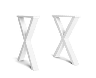 Supports Jeu de 2 Pieds en X en Bois massif laqué blanc 72x72cm
