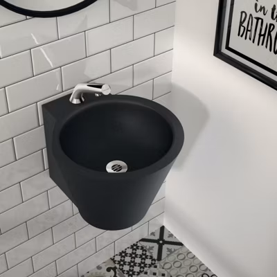 Vasque Suspendue – Ronde – 37,5 cm – Inox Noir – MINI BAILA
