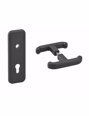 Ensemble de poignées et plaque de propreté de porte de garage T, carré 8mm, noir – THIRARD