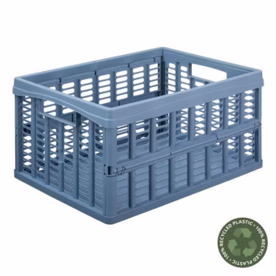 Casier pliant en plastique recyclé 32,5 litres – Bleu