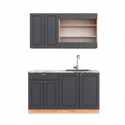 Vicco Cuisine Anthracite Campagne/Chêne doré 140cm , PT Marbre