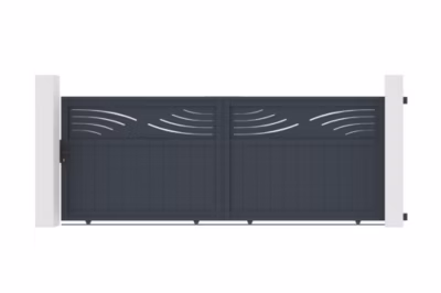 Portail coulissant 3,7m HALTI H.140cm + Portillon 1m HALTI aluminium gris