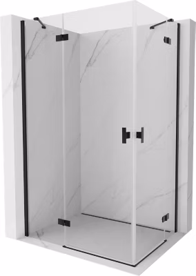 Mexen Mist-H Duo cabine de douche pivotante gauche 115 x 110 cm, transparente, noire – 8A5-115L-110P-70-00