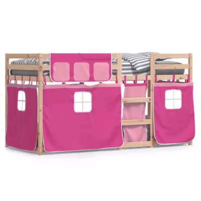 Cadre de lit, Lit superposé sans matelas rose 75×190 cm bois de pin massif