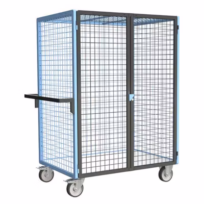 Chariot grillagé verrouillable non marquant – Plateau bois mélaminé 965x585mm – Charge max 500kg – 880725223