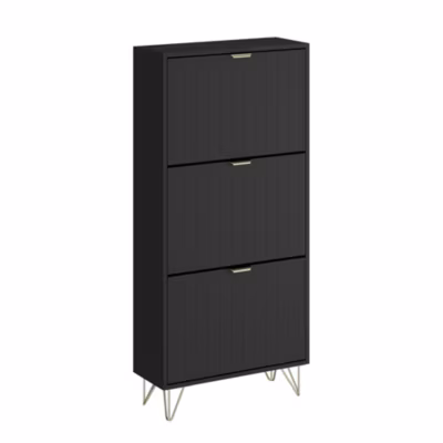 Vicco Armoire à chaussures Noir 60×128.5cm 3 compartiments