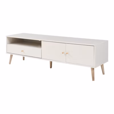 Meuble TV Hallevil 150 x 39 x 45 cm gris clair en.casa