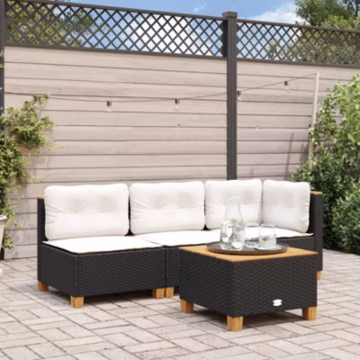 ZMH Canapé De Jardin Avec Coussins 3 Places Noir Résine Tressée Canapé modulable