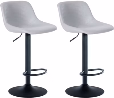 Lot de 2 tabourets de bar Loft, 2 tabourets de comptoir, Chaises avec dossier, pivotantes à 360 , réglables. Gris/Similicuir