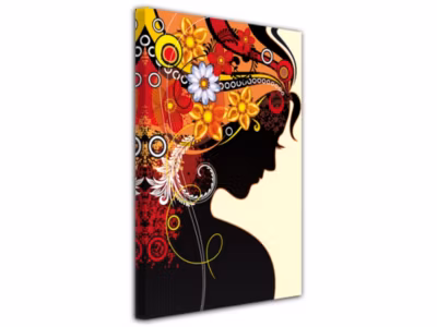 DECLINA, Tableau toile imprimée Paysage, Tableau toile déco moderne Silhouette femme, 80×120 cm