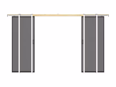 Porte coulissante double avec système à galandage – aluminium et verre trempé fumé dépoli – 2 x H205 x L73 cm – LINCI II