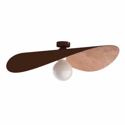 LUMICOM – PIUMA Plafonnier, 1X E27, max 42W, métal, marron corten/feuille cuivre, D.60cm