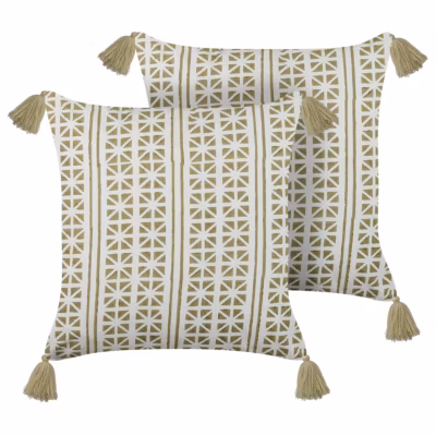 Lot de 2 coussins décoratifs SYRINGA Coton 45 x 45 cm Vert Motif géométrique