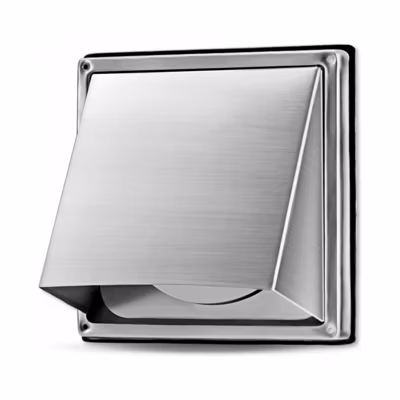 Grille ventilation inox brossé rejet d&rsquo;air carrée à capot clapet anti retour intégré – Diamètre (mm) 150