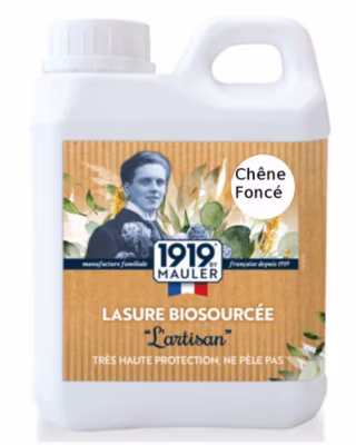 Lasure bois extérieur et intérieur biosourcée Chêne Foncé 1L – 1919 BY MAULER – Ne s&rsquo;écaille pas