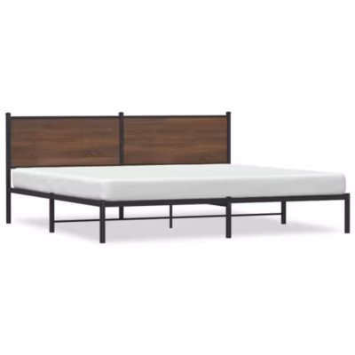 Lit double, Lit adulte, Cadre de lit en métal sans matelas chêne marron 200×200 cm