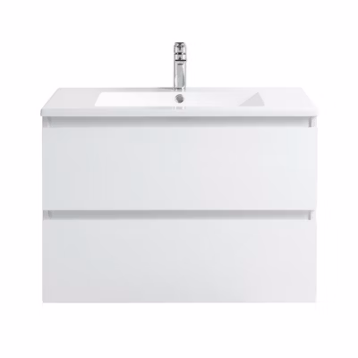 Pack Meuble prémonté 80 blanc-Vasque résine-Robinet chromé-Miroir ELY – bain-bain