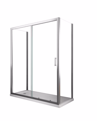 Douche de 6 mmavec 2 parois fixes et 1 porte coulissante – 72,5-75 fixes x 155-160 coulissante