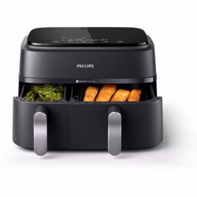 Friteuse Electrique  sans huile PHILIPS – Airfryer NA351/00 – Double cuve 9L – 8 programmes de cuisson – 2750W