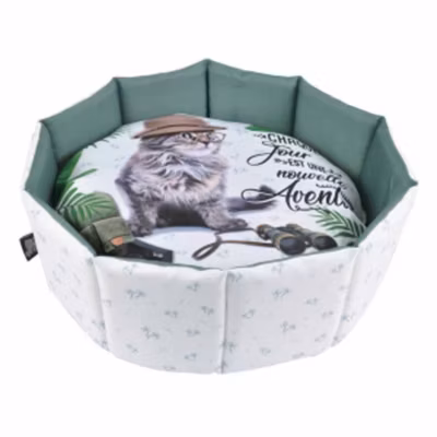 Panier Rond pour Chat « Aventurier » 48cm Blanc