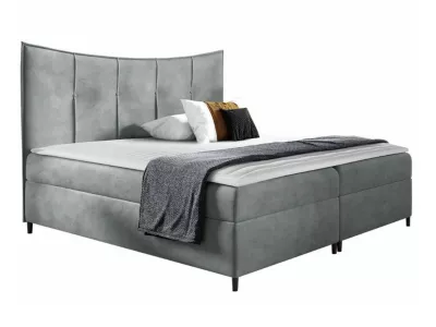 Lit continental Baltimore 178, Double, Gris, Tissu, Disponible