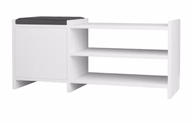 Etagère à chaussures, meuble à chaussures avec 1 porte coloris blanc – longueur 100 x profondeur 35 x hauteur 44 cm