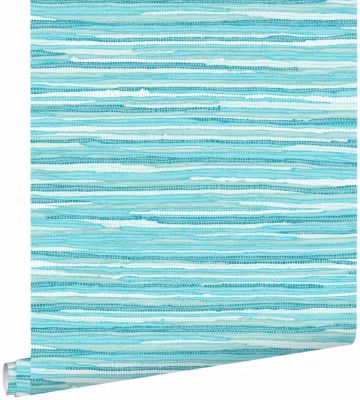 ESTAhome papier peint motif tissé turquoise 53 cm x 10.05 m