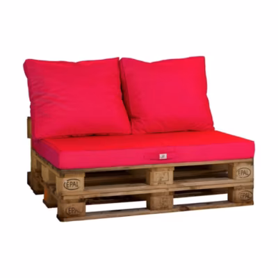 Lot matelas pour palette déhoussable avec assise de 120x80x10cm et dossier Rouge Piment