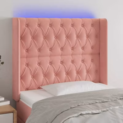 vidaXL Tête de Lit à LED Meuble de Chambre à Coucher Accessoire de Lit Simple Tête de Cadre de Lit Intérieur Rose 3124431