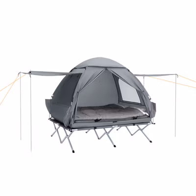 SoBuy Tente de Camping 4 en 1 Igloo 2 Personnes avec Sac de Transport Grise