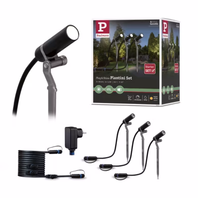 Plug & Shine Projecteur de jardin LED Plantini Kit de base Kit de base IP65 3000K 3x2W 21VA Anthracite