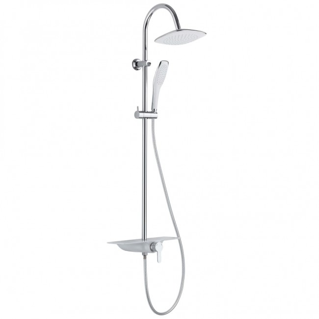 Colonne de douche avec mitigeur et tablette blanche – Waterway SCHÜTTE