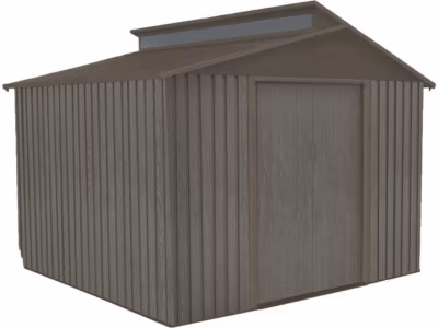 Abri jardin métal « Bois vieilli 9384 »  7,25m²  285 x 257 x 222 cm  Gris