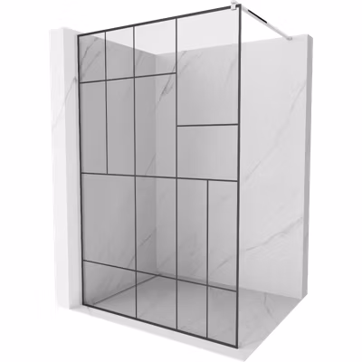 Mexen Kioto paroi de douche Walk-in 130 x 200 cm, motif noir 8 mm, chrome – 800-130-101-01-78