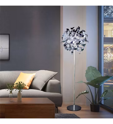 Lampadaire sur pied design en métal chromé Compatible LED 4 x E14 avec interrupteur