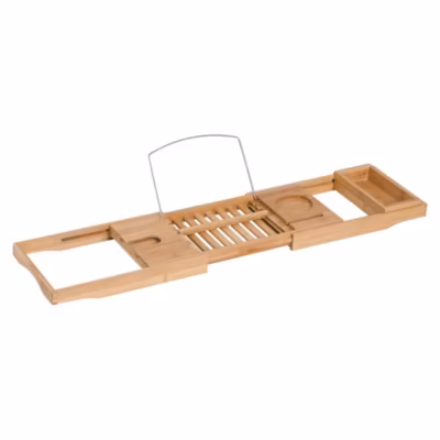 Plateau de baignoire en bambou réglable 70-105×1,8×5 cm, matériau naturel pour bain et moments de détente