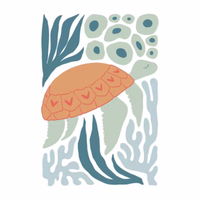 Tableau sur toile illustration tortue 30×45 cm Fabriqué en France