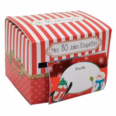 Boite avec ruban adhésif de 80 étiquettes cadeaux autocollantes – feeric lights & christmas