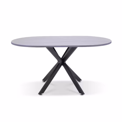 Marui Big – Table à manger ovale en bois et métal avec pied central Kiso 180×100 cm – Gris 20%